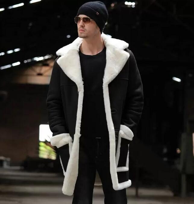 Mens Winter Fleece Wool Coat for Men Cotton Jacket Plush Warm Lapel Medium Length Coat Velvet Fashion Trench male S-5XL от DHgate WW