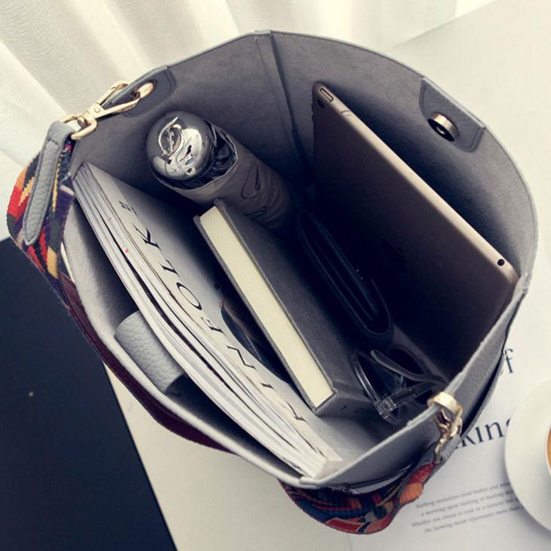 NIGEDU Brand Designer Women Handbag Large Capacity Colorful Strap Shoulder Bag PU Leather Bucket Crossbody Bags Ladies big Totes 210226