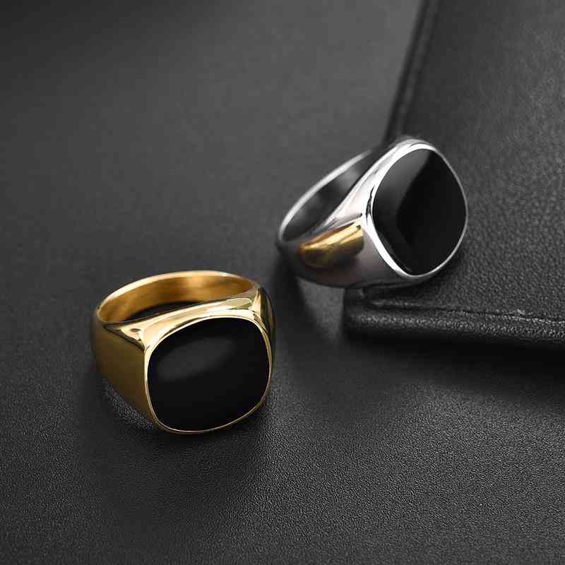 Jiayiqi Men Ring Punk Rock Smooth 316l Stainless Steel Signet for Men Hip Hop Party Jewelry Wholesale Male Wedding Anel