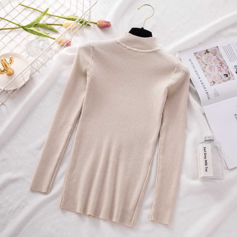 Turtleneck Knitted Sweater Female Casual Pullover Women Autumn Winter Tops Korean s Fashion Jumper 210914