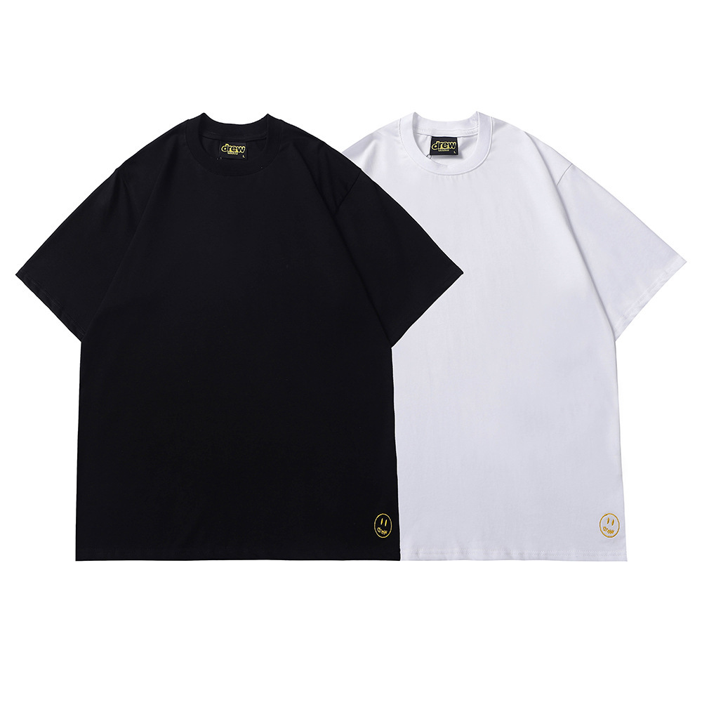 Drew smiling face beauty Chaogao Street Bieber same short sleeve men's loose gold embroidery solid round neck couple T-shirt women's D1L9, White;black
Drew smiling face beauty Chaogao Street Bieber same short sleeve men's loose gold embroidery solid round neck couple T-shirt women's D1L9, White;black