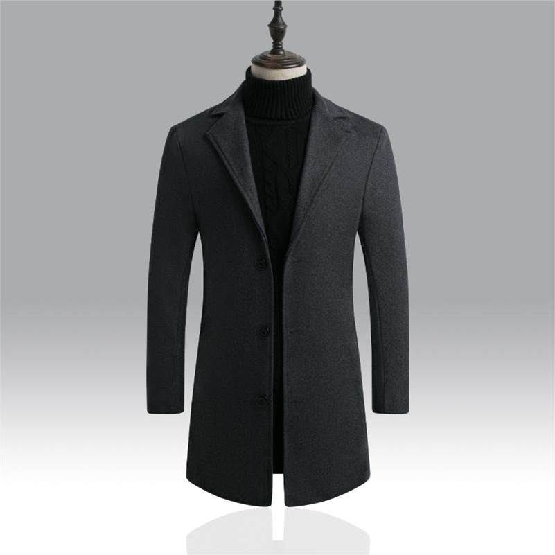 Men Winter Wool Coat Men' Fashion Solid Color Wool Blends Woolen Pea Coat Male Trench Coat Overcoat Long Jacket 211122, Black
Men Winter Wool Coat Men' Fashion Solid Color Wool Blends Woolen Pea Coat Male Trench Coat Overcoat Long Jacket 211122, Black