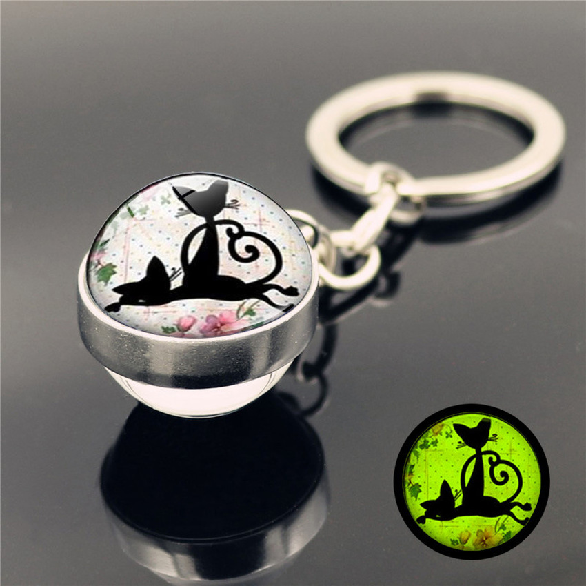Double side Glass Ball Cat Key ring Glow In The Dark Keychain Pendants Holders Bag Hangs Fashion Jewelry Will and Sandy
Double side Glass Ball Cat Key ring Glow In The Dark Keychain Pendants Holders Bag Hangs Fashion Jewelry Will and Sandy