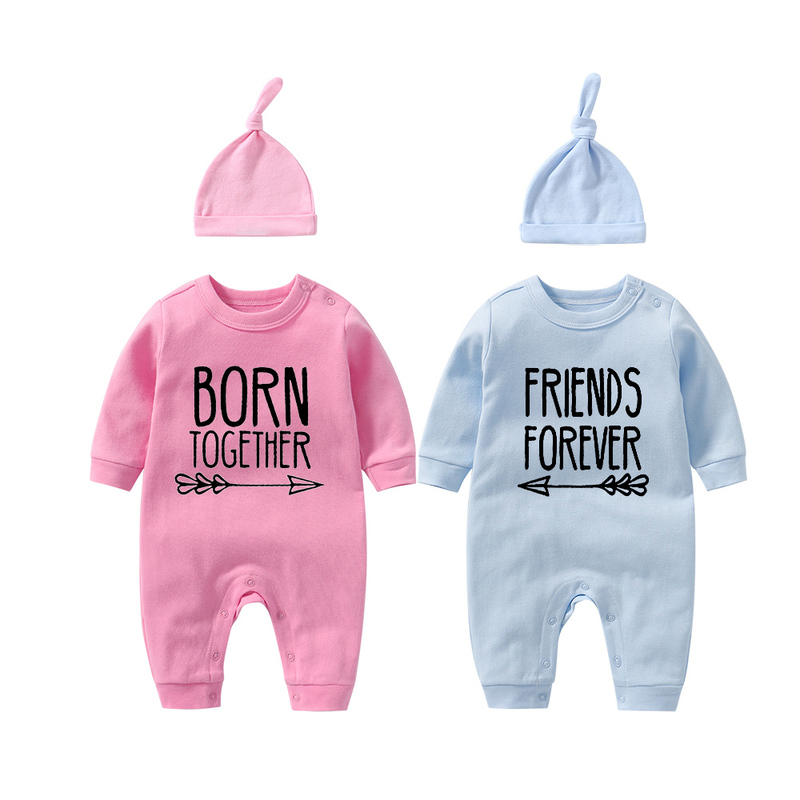 YSCULBUTOL Baby Bodysuit Born Together Friend Forever boy Clothes Toddler Girl 220217