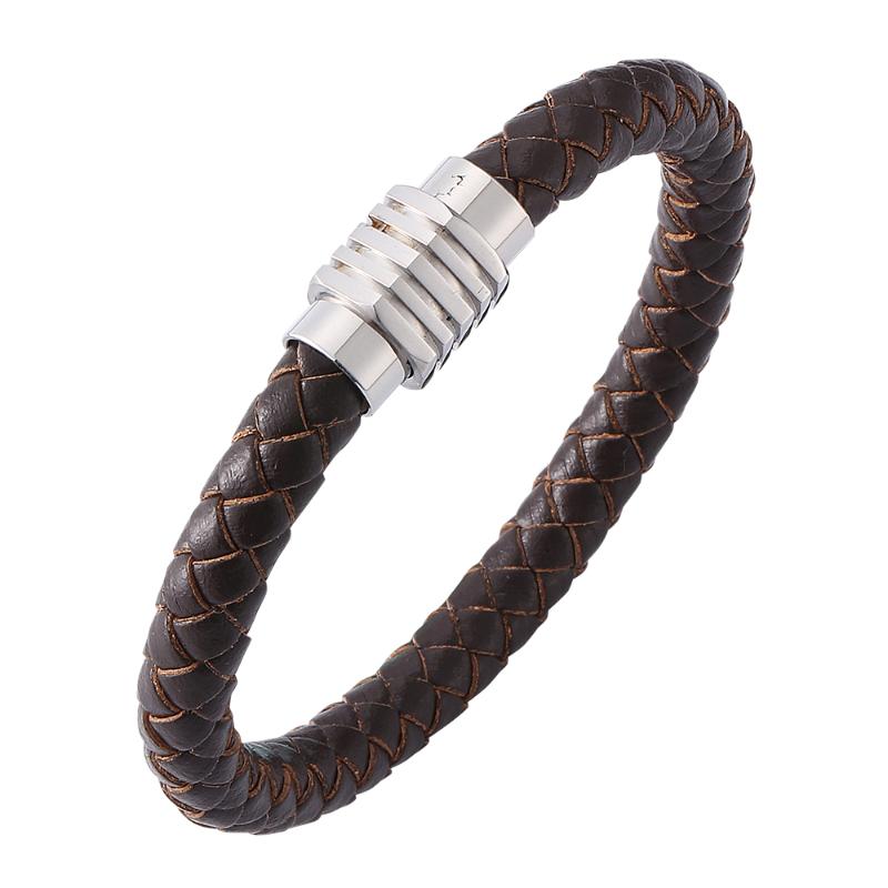 Charm Bracelets Retro Simple Punk Men's Brown Woven Leather Bracelet Stainless Steel Magnetic Buckle Fashion Glamour 7-SP0162
Charm Bracelets Retro Simple Punk Men's Brown Woven Leather Bracelet Stainless Steel Magnetic Buckle Fashion Glamour 7-SP0162