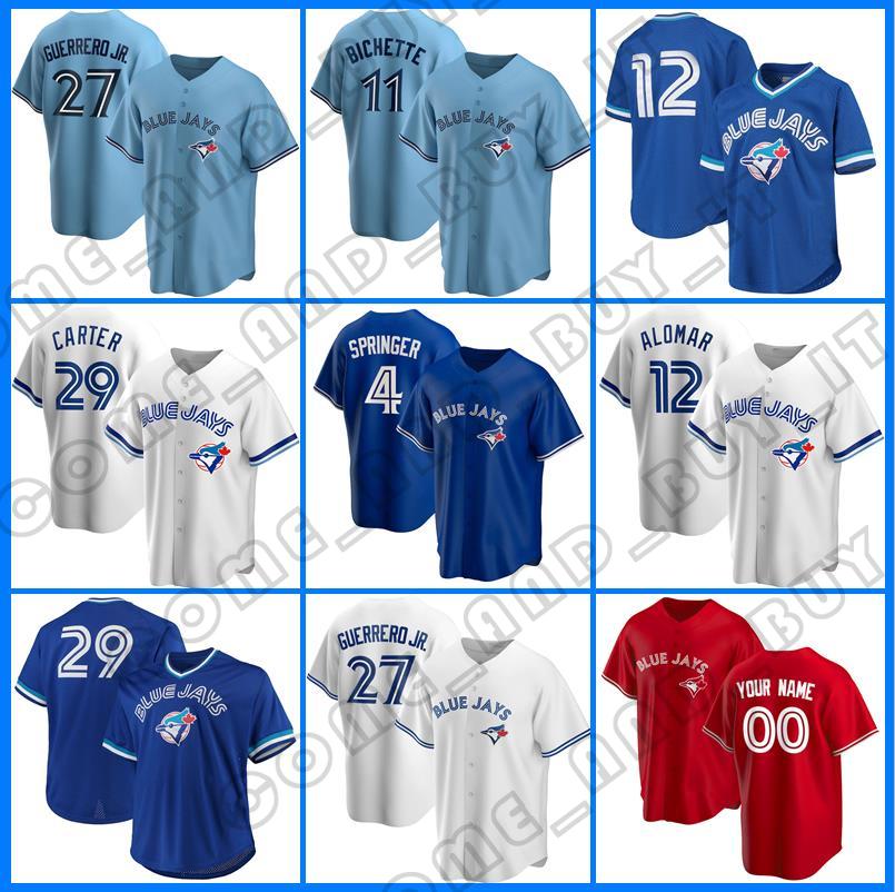 Men 27 Vladimir Guerrero Jr. Custom Toronto 4 George Springer Baseball Jays Jerseys 11 Bo Bichette Cavan Biggio Joe Carter Nate Pearson Blue, Blue;black
Men 27 Vladimir Guerrero Jr. Custom Toronto 4 George Springer Baseball Jays Jerseys 11 Bo Bichette Cavan Biggio Joe Carter Nate Pearson Blue, Blue;black