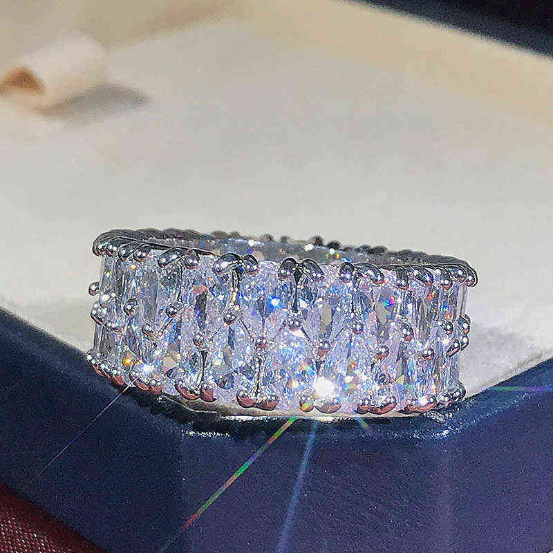 Elegant Female 925 Sterling Silver Big Water Drop Zircon Stone Ring Finger Rings For Women Promise Love Valentine's Day Gifts X220214