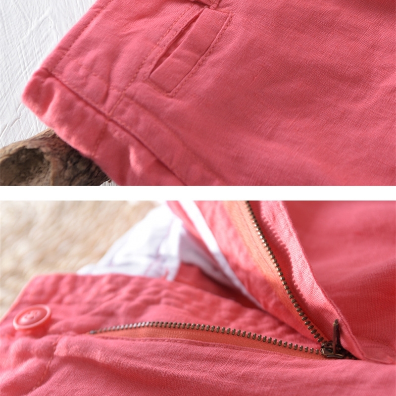 6 color summer men's Linen shorts solid beach pants loose youth casual 5point pants Short Trousers Men Bermuda 2938 T200512