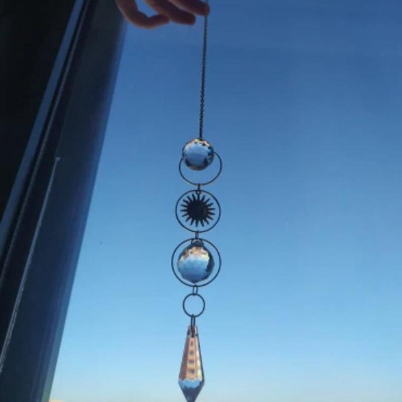 Keychains Cage Sun Catcher Crystal Rainbow Maker Window Home Boho Room Wall Car Decoration Curtain Chandelier Prisms Witchy Suncatcher