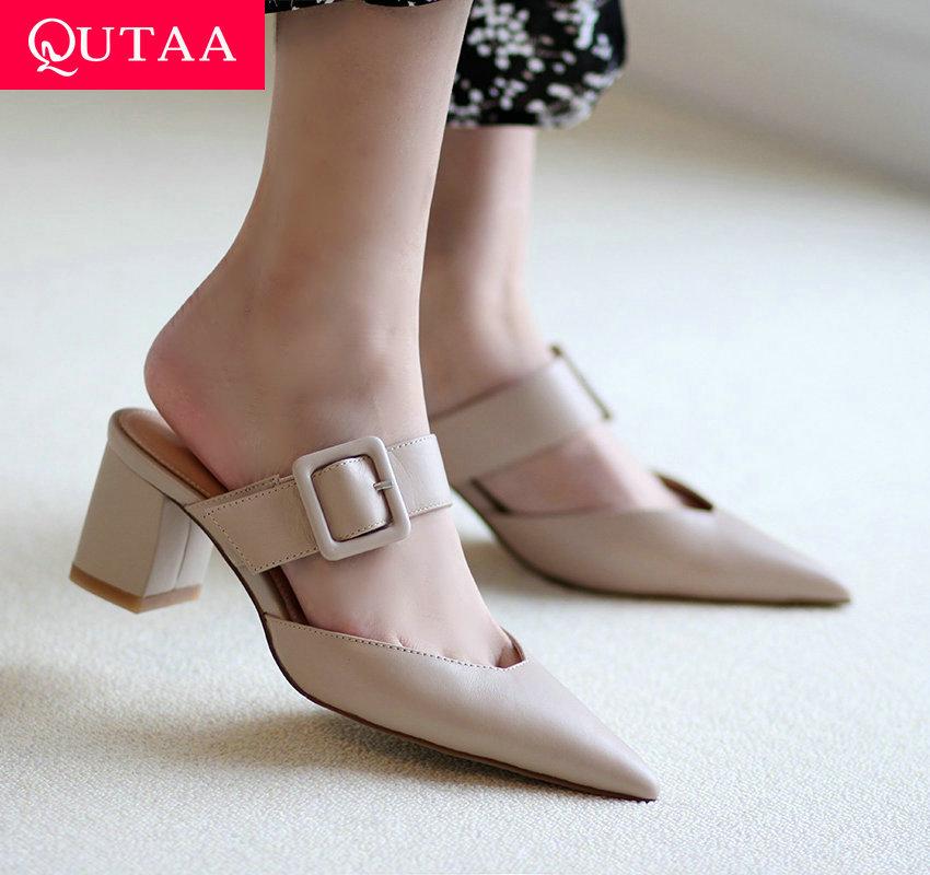 QUTAA 2021 Slingback Summer Female Pumps Pointed Toe Buckle Elegant Sandals Genuine Leather Fashion Women Shoes Size 34-39, Black
QUTAA 2021 Slingback Summer Female Pumps Pointed Toe Buckle Elegant Sandals Genuine Leather Fashion Women Shoes Size 34-39, Black