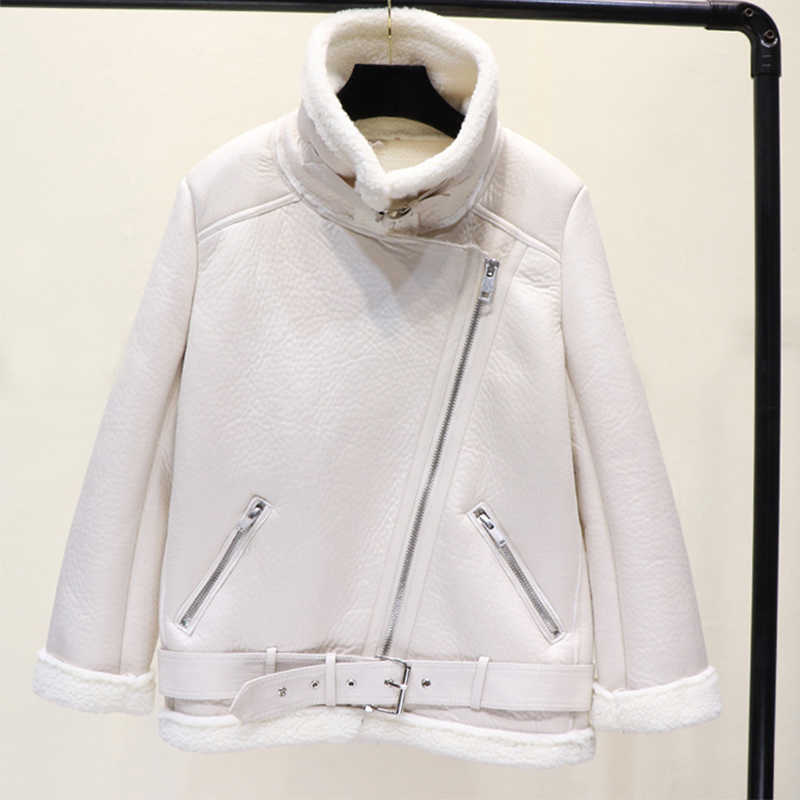 Aigo Winter Coat Thickness Faux Leather Fur Sheepskin Female Jacket Outwear Casaco Feminino 210908