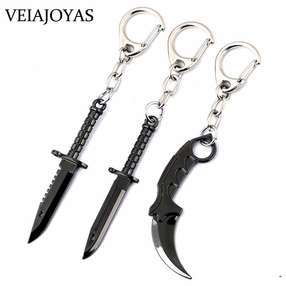 Counter Strike CSGO Keychain Karambit M9 Dagger Claw Knife Weapon Model Alloy keyring 6.5cm Chaveiro car pendant Charm Jewelry J0306