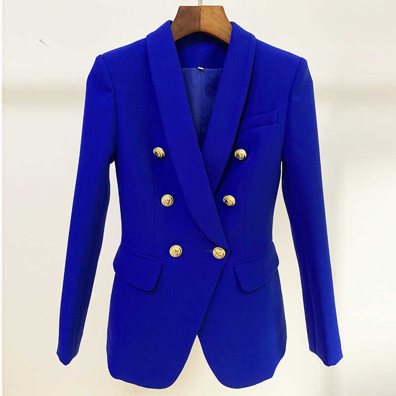 autumn and winter ladies jacket office mid-length suit High-end metal double-breasted blue blazer 210527
autumn and winter ladies jacket office mid-length suit High-end metal double-breasted blue blazer 210527
