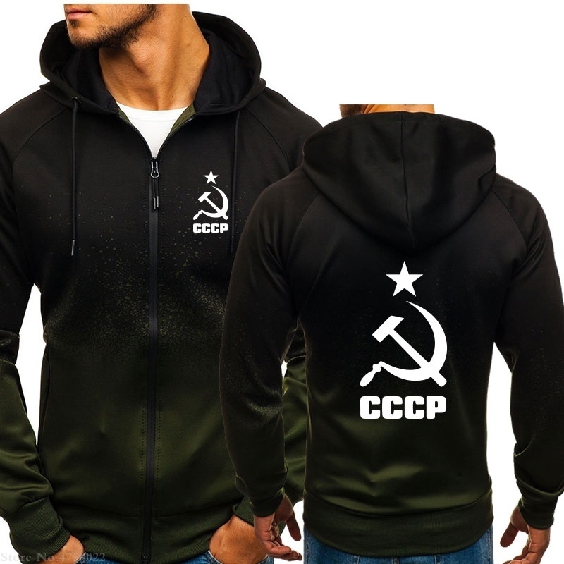 Men's Hoodies winter Spring Autumn CCCP USSR Soviet Union Sweatshirt Streetwear Men Clothing Male Tops Casual zipper jackets 201020