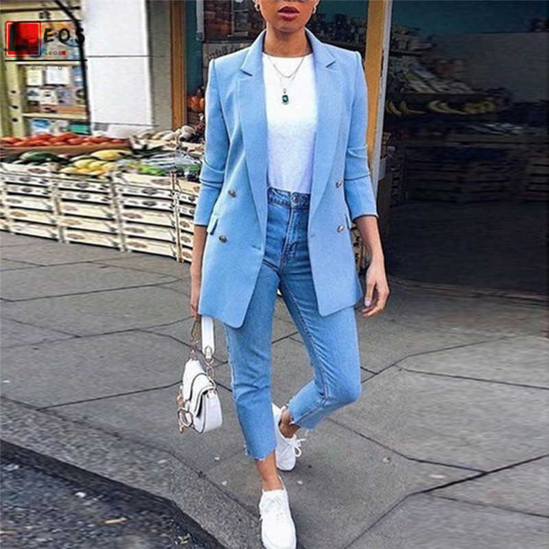 Office Lady Blazers Coats Plus Size Long Sleeve Women Outwear Spring Casual Formal Tops Solid Color Female Jacket 210930