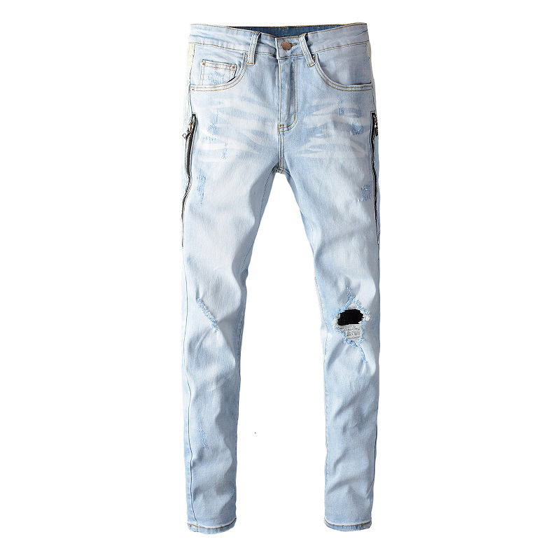 2021 New Men's Male Trousers Knee Hole Jeans Side Light Blue Washed Stretch Slim Denim Pants Men 2r0k, Sky blue
2021 New Men's Male Trousers Knee Hole Jeans Side Light Blue Washed Stretch Slim Denim Pants Men 2r0k, Sky blue