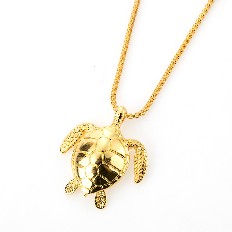 Steel Mens Womens Oxidized Rainbow Sea Turtle Tortoise Pendant Necklace 24 inches Chain, Animal Love