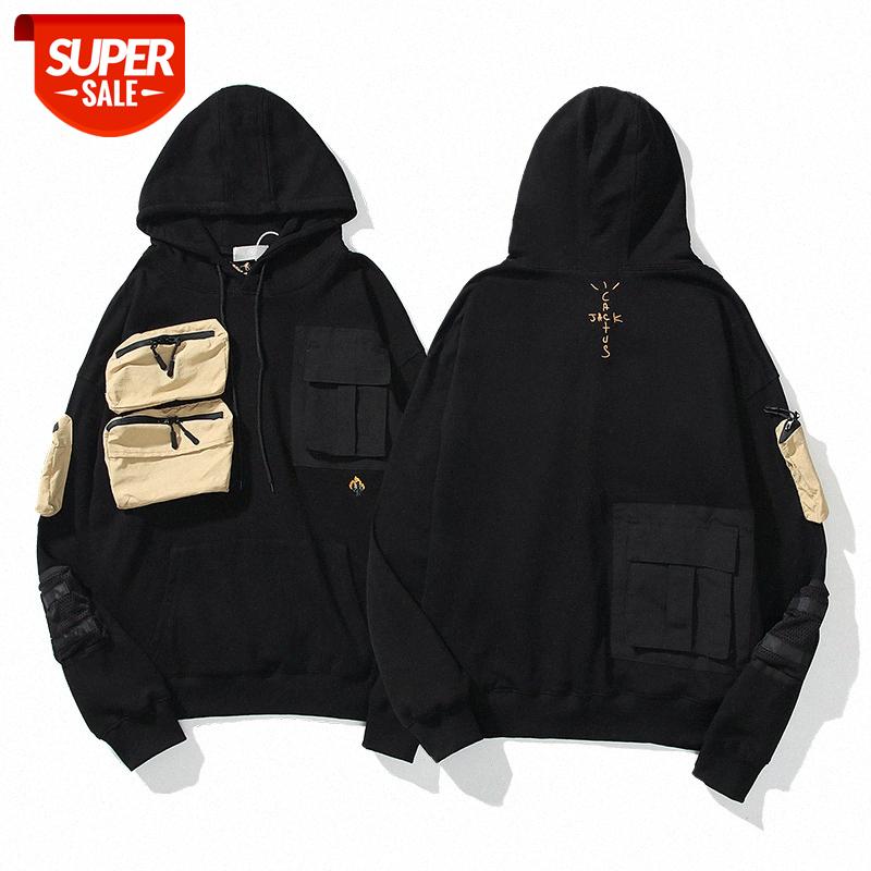 Travis Scott Ts co-branded Cactus Jack embroidered multi-pocket sweater men's tooling pullover hoodie #Kt0X, Black
Travis Scott Ts co-branded Cactus Jack embroidered multi-pocket sweater men's tooling pullover hoodie #Kt0X, Black