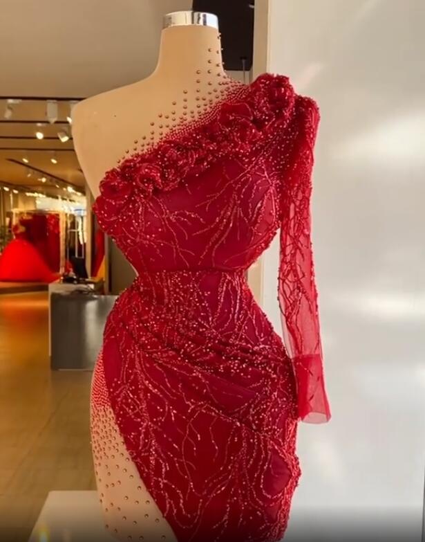 aso ebi arabic burgundy luxurious sexy evening dresses beaded crystals prom dresses high neck formal party second reception gowns zj66