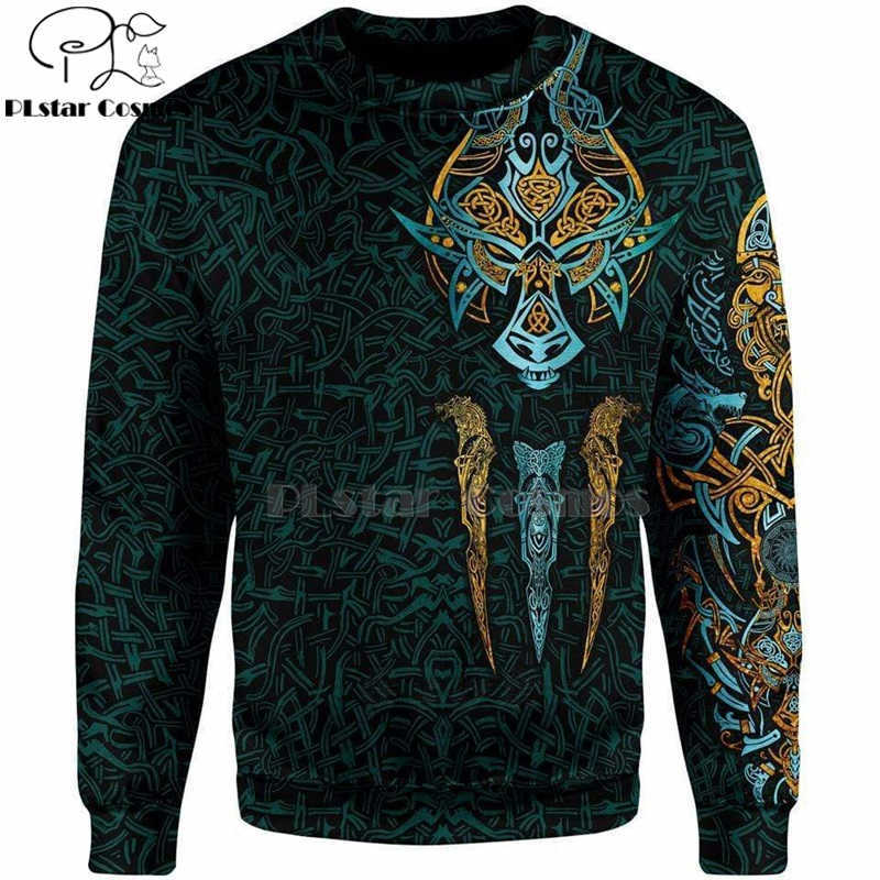 PLstar Cosmos Viking Warrior Tattoo Fashion Tracksuit casual 3D Print Zipper/Hoodie/Sweatshirt/Jacket/Men's Women style-46 210730