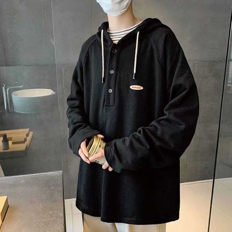 SS Hoodie Men's Hooded Hong Kong Style Korean Fashion Student Loose All-match Handsome Streetwear simple preppy sweatshirts 210526