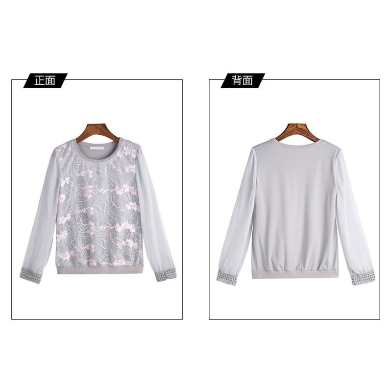 Long Sleeve Women New Floral Embroidery O Neck Lace Chiffon Blouses Blusa Ladies Casual Shirt Tops T200502