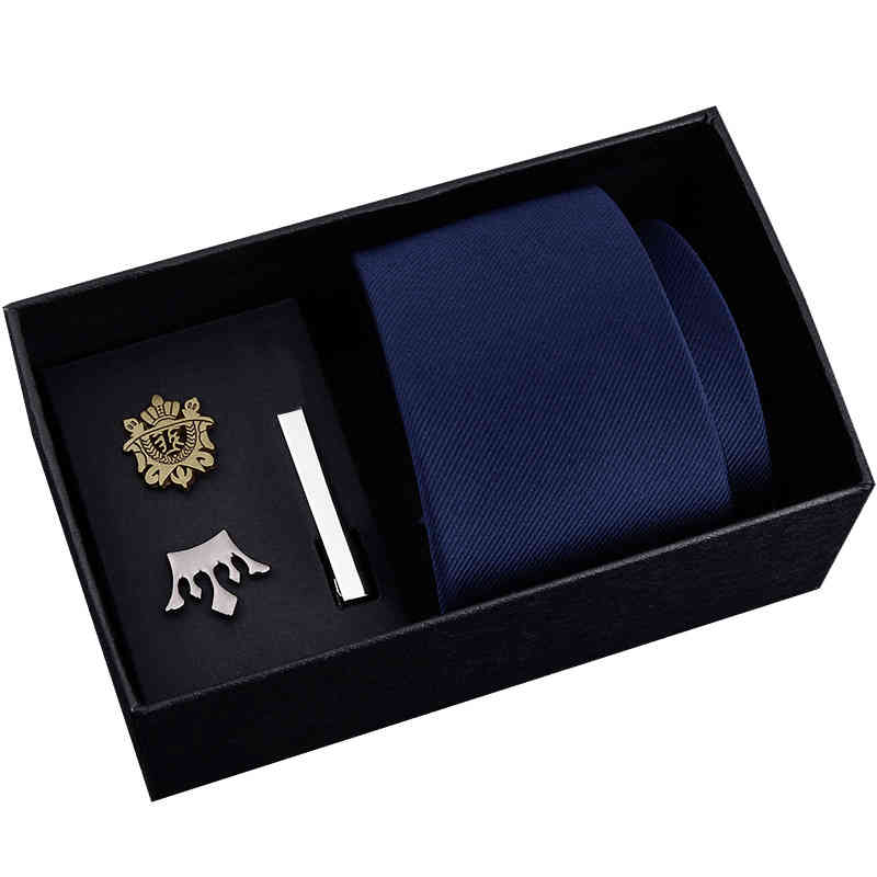 Necktie Scarf Corbata Gift Box for Men's Korean Zipper Tie 6cm Lazy Easy to Pull Brooch Clip Five Piece Suit