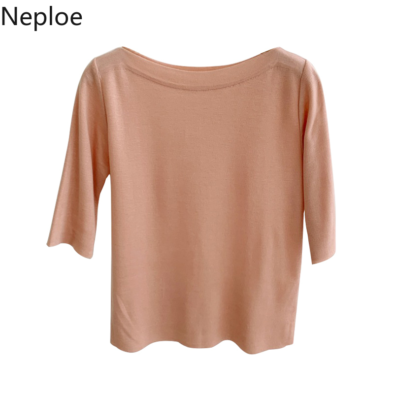 Neploe Cotton Basic T Shirts Women Solid O Neck Half Sleeve Female Tops Summer 2021 New Casual Slim Fit Ladies Tees 1C093 210302