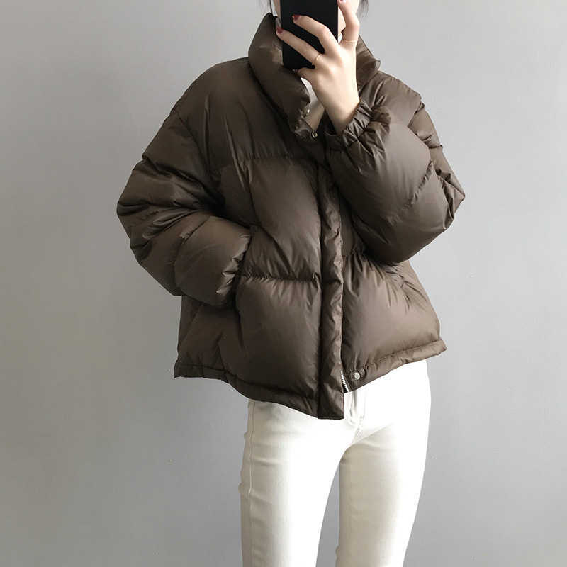 White Duck Down Jacket Women's Winter Korean Long Sleeve Loose Thick Bread Casual Warm Coat 7971 210607 
White Duck Down Jacket Women's Winter Korean Long Sleeve Loose Thick Bread Casual Warm Coat 7971 210607