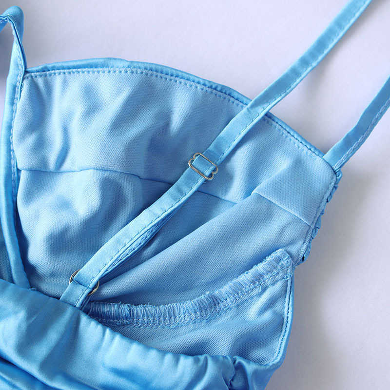 DEAT Spring Arrivals Solid Color Sleeveless Sexy Slim Pleated Fashion Women Suspender Mini Dress MZ888 210709