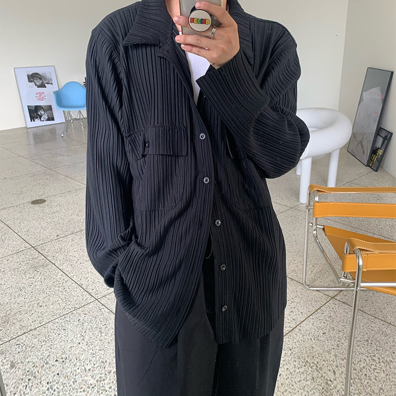 2021 New Spring Pleated Men's Fashion Business Casual Shirt Men Streetwear Black Long-sleeved Shirts Mens -xl Yhh4
2021 New Spring Pleated Men's Fashion Business Casual Shirt Men Streetwear Black Long-sleeved Shirts Mens -xl Yhh4