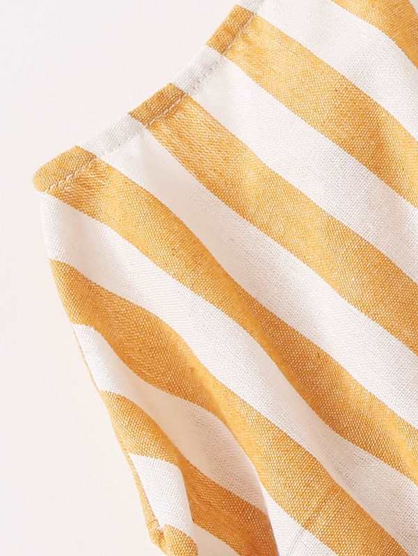 Girls Surplice Neck Self Belted Two Tone Striped Cami Dress SHE