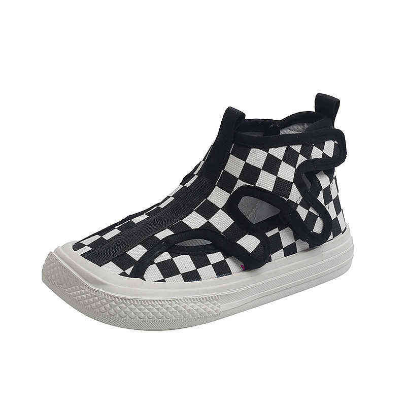children autumn and spring canvas shoes high top girls fashion leopard shoes boys breathable lattice hollow sneakers G220308