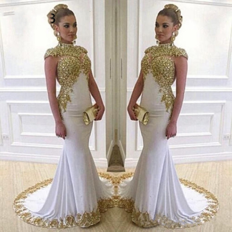 2021 New Vestidos Muslim Arabic Long Mermaid High Neck Gold Embroidery Beads Cap Sleeves White Formal Prom Evening Gowns Vw9p, Picture color
2021 New Vestidos Muslim Arabic Long Mermaid High Neck Gold Embroidery Beads Cap Sleeves White Formal Prom Evening Gowns Vw9p, Picture color