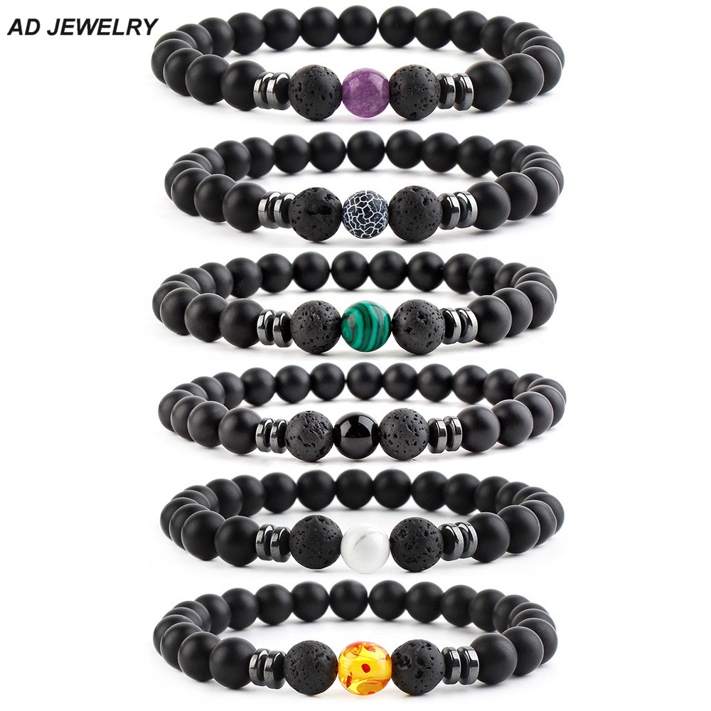 Popular Deisgn 8MM Natural Stone Strands Beads Bracelet Jewelry for Men Women Lovers Gift