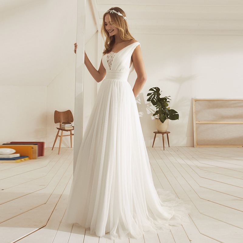 2021 New Robe Mariage Es Beach v Neck A-line Backless Tulle Wedding Gowns Plus Size Bride Vestidos De Noiva F89h, Ivory
2021 New Robe Mariage Es Beach v Neck A-line Backless Tulle Wedding Gowns Plus Size Bride Vestidos De Noiva F89h, Ivory
