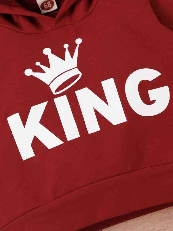 Baby Crown And Letter Graphic Hoodie & Sweatpants SHE