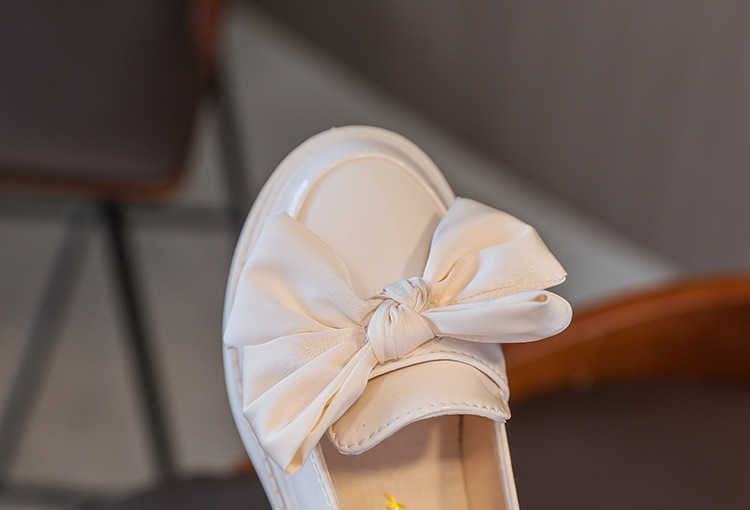 Girls Princess Shoes 2021 New Bow-knot Leather Shoes British Style Soft Sole Shoes Children's Flats Summer Student Sweet Cute X0703