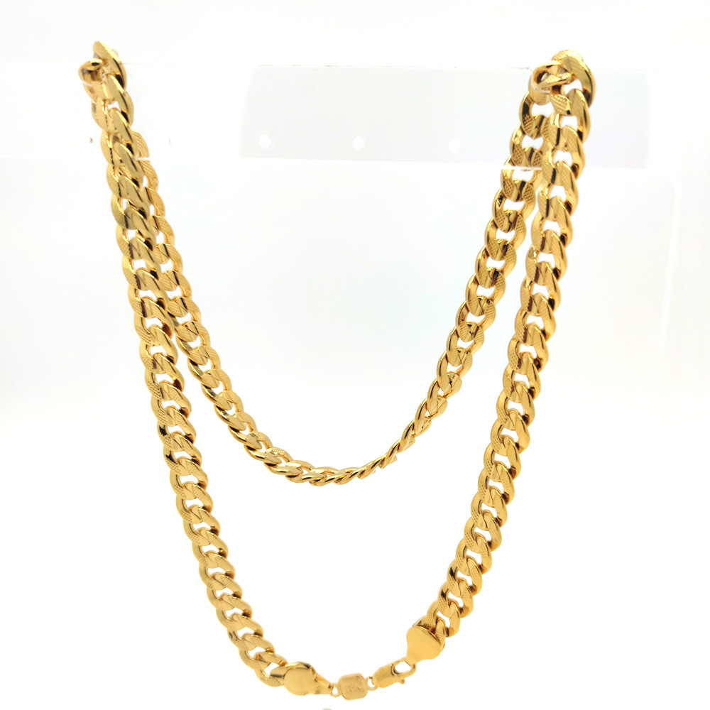 Moissanite Handmade Dubai Men's Cuban Link Chain Necklace In 18 k Stamped Gold Filled Pave Curb