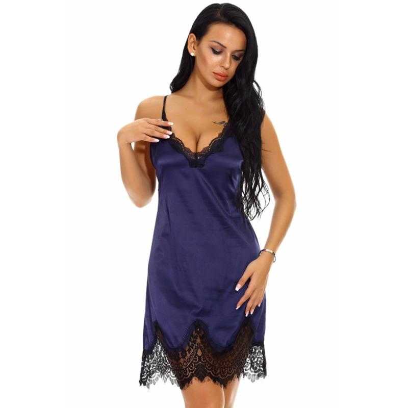 Sexy Lingerie Suspender Sexy Pajama Girl Sexy Luxury Black Lace Women Satin Sleepwear Camisole Dresses 2112085435420
