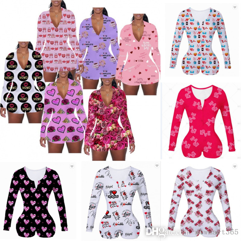 Valentines Day Women Onesies Jumpsuits Designer Tracksuits New Pajamas Slim Sexy Bodysuit V-neck Letters Pattern Printed Long Sleeve Short Pants Rompers, #15
Valentines Day Women Onesies Jumpsuits Designer Tracksuits New Pajamas Slim Sexy Bodysuit V-neck Letters Pattern Printed Long Sleeve Short Pants Rompers, #15