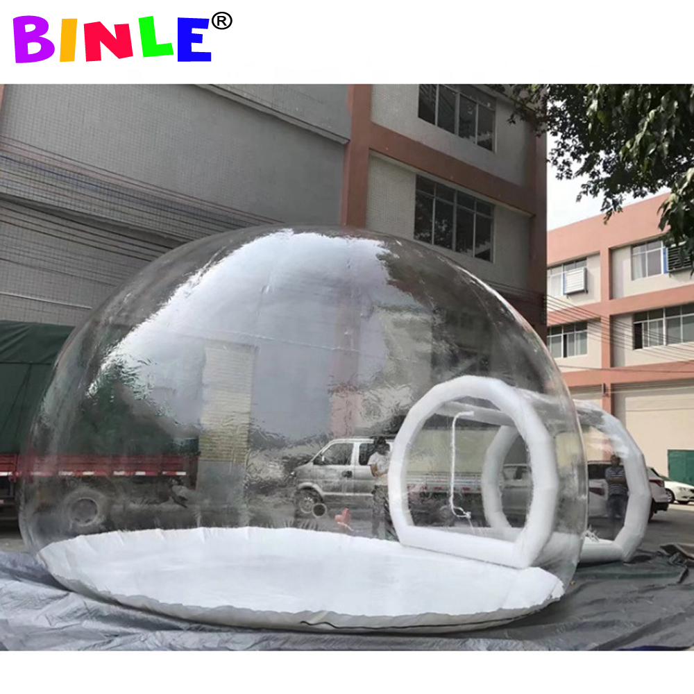 Clear Top Resort Inflatable Bubble Tent With Single Tunnel Event Air Dome Transparent House For Outdoor Camping 3-6meters