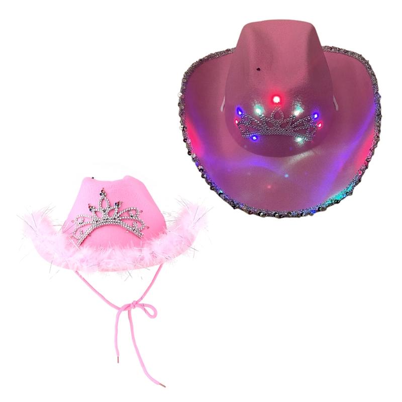 Hats, Scarves & Gloves Sets Novelty Bright Color Cowgirl Hat With Colorful Light Glitter Night-can-see Feather Trim Sequin Party Disco Raves
Hats, Scarves & Gloves Sets Novelty Bright Color Cowgirl Hat With Colorful Light Glitter Night-can-see Feather Trim Sequin Party Disco Raves