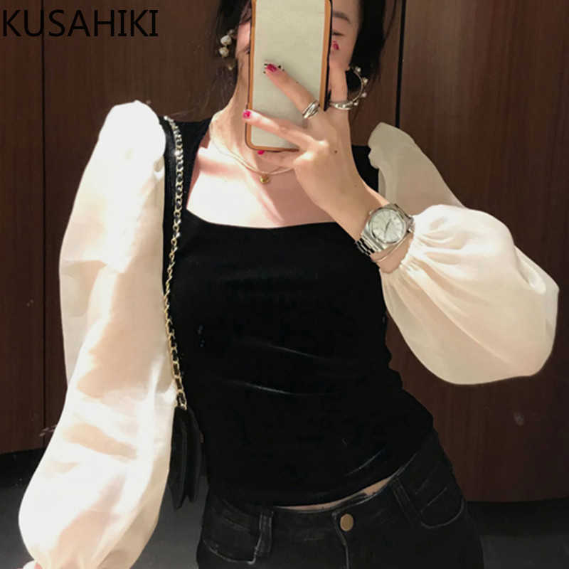 KUSAHIKI French Square Collar Velour Patchwork Shirt Lantern Sleeve Elegant Slim Women Tops Spring Blusas Shirt 6F477 210602, Black
KUSAHIKI French Square Collar Velour Patchwork Shirt Lantern Sleeve Elegant Slim Women Tops Spring Blusas Shirt 6F477 210602, Black