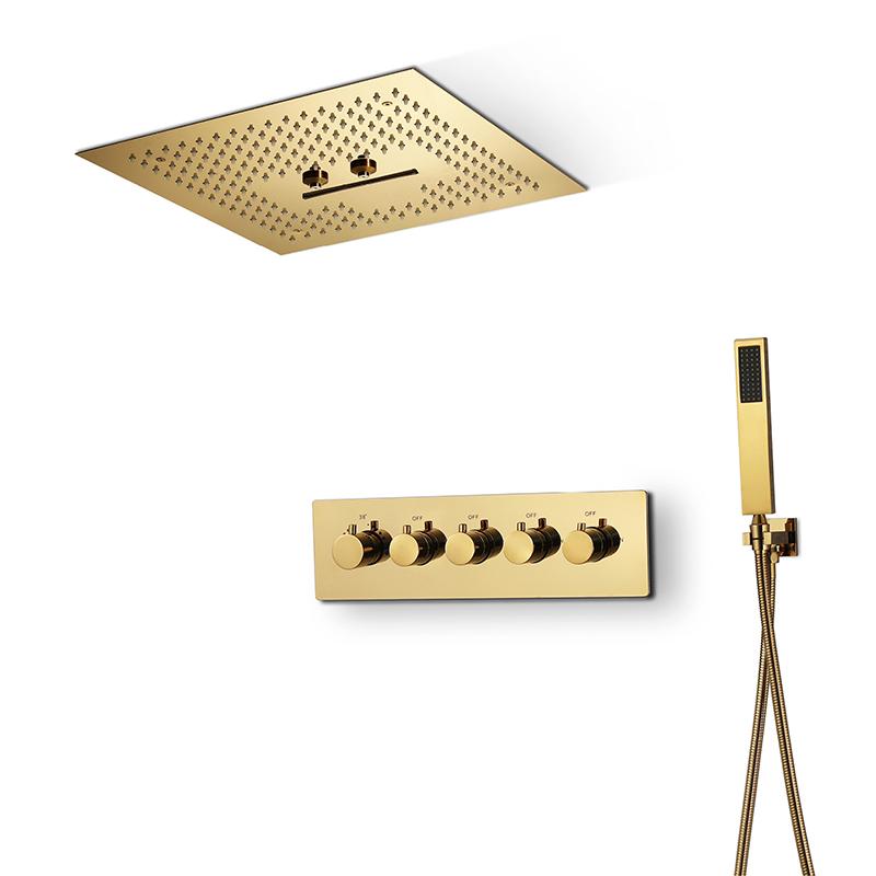 Luxury Ti-PVD Gold Color Shower Set Misty Massage Shower Heads Waterfall Systems Thermostatic Brass Mixer Valves
Luxury Ti-PVD Gold Color Shower Set Misty Massage Shower Heads Waterfall Systems Thermostatic Brass Mixer Valves