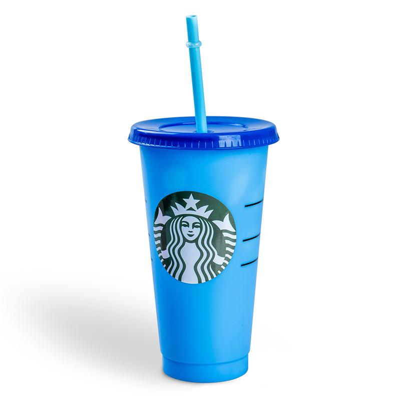 24OZ Color Change Tumblers Plastic Drinking Juice Cup With Lip And Straw Magic Coffee Mug Costom Starbucks color changing plastic cup fy4460