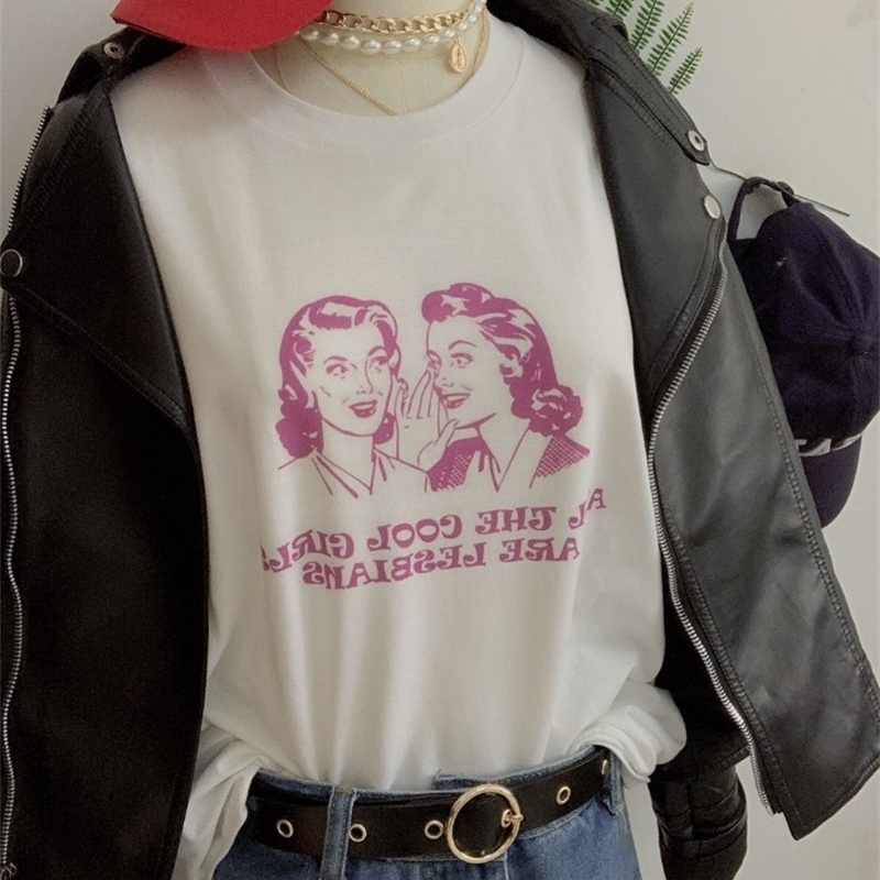 JBH-All Cool Girls Are Lesbians T-Shirt Women Men Unisex Funny Graphic Tees Summer Style T Shirt Fashion Tshirt Tops Outfits 210306