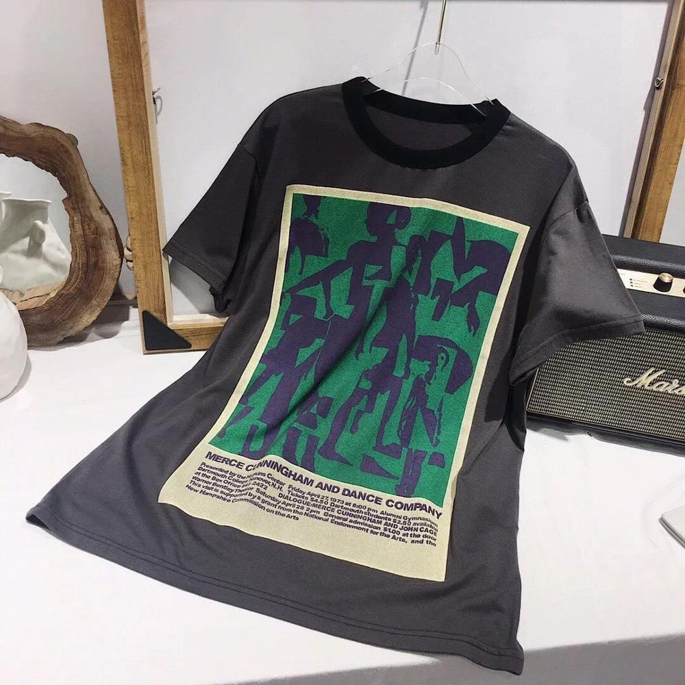 Women Letter Graffiti Print T-Shirt O-neck Summer T-shirt 210306