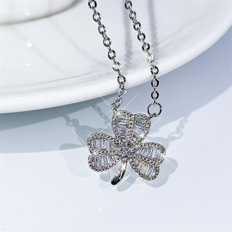 Choucong Brand New Classical Luxury Jewelry 925 Sterling Silver &Gold Fill Leaf Pendant Pave White 5A CZ Diamond Clavicle Women Necklace