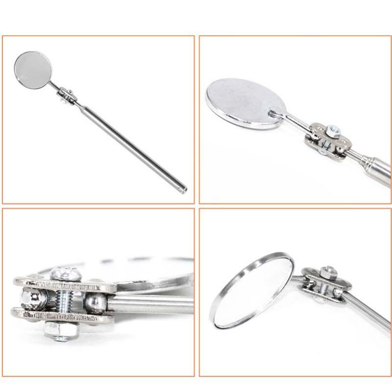 Telescoping Inspection Stainless Steel Extendable Mechanic Mirror with Long Handle Tool for Technicians Mechanics Contractors